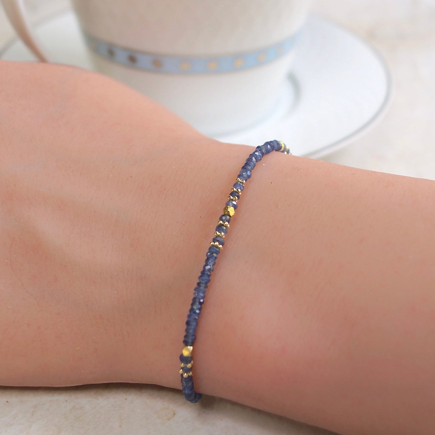 14K Solid Gold: Blue Sapphire Bracelet | 2-2.5mm| Genuine Natural Sapphire| Fine Jewelry