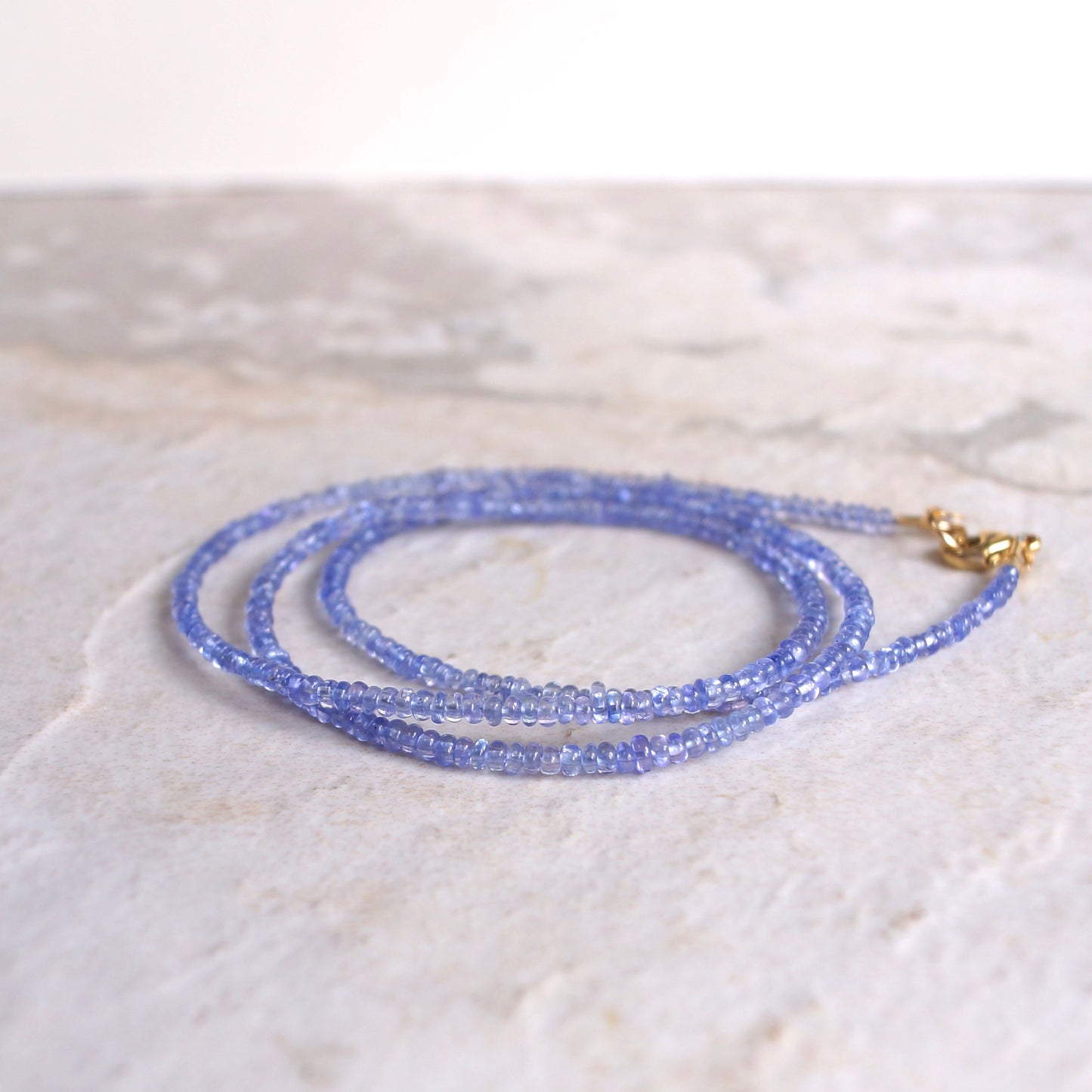 14k Solid Gold: Tanzanite Bead Necklace | 2-3mm | September Birthstone | Layered Necklace | Skinny | Fine Jewelry | A