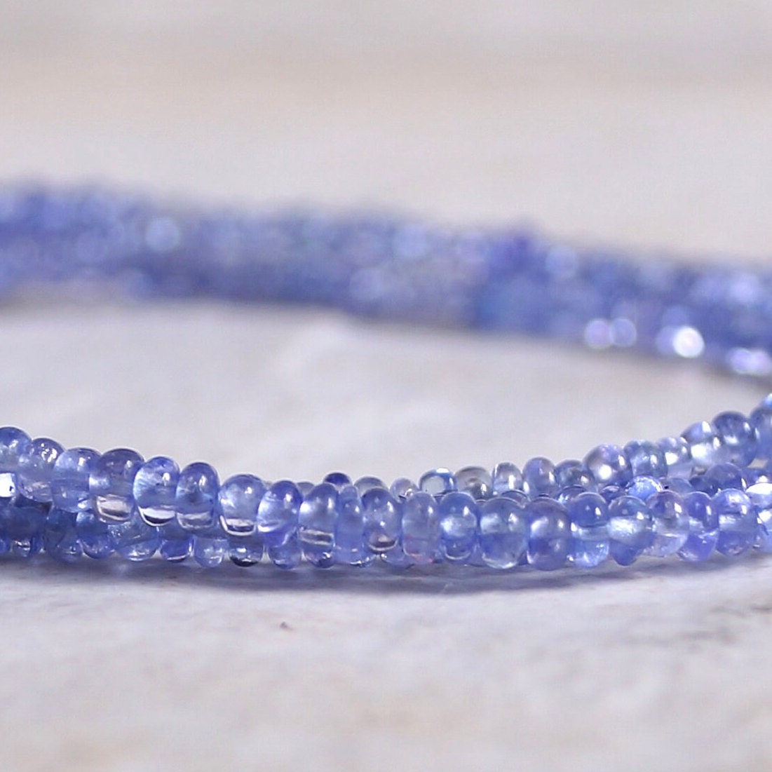 14k Solid Gold: Tanzanite Bead Necklace | 2-3mm | September Birthstone | Layered Necklace | Skinny | Fine Jewelry | A