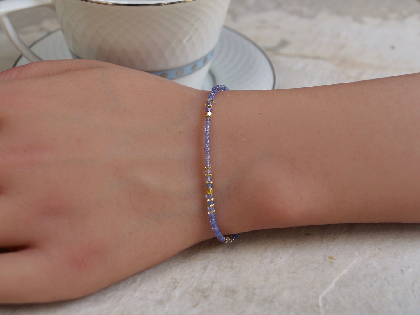 14K Solid Gold: Tanzanite Bracelet | 2-2.5mm| Genuine Natural Tanzanite| Violet Purple| Fine Jewelry