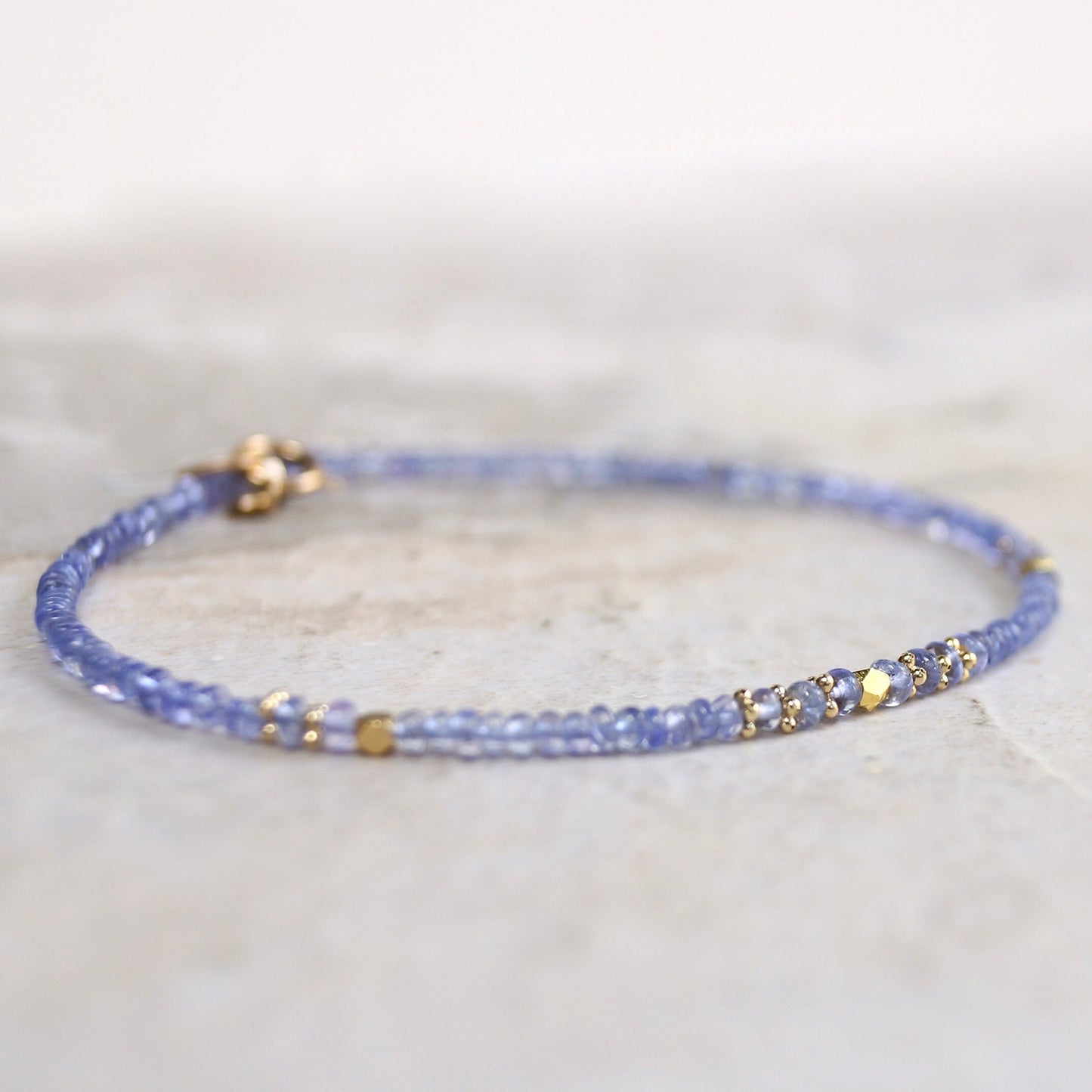 14K Solid Gold: Tanzanite Bracelet | 2-2.5mm| Genuine Natural Tanzanite| Violet Purple| Fine Jewelry