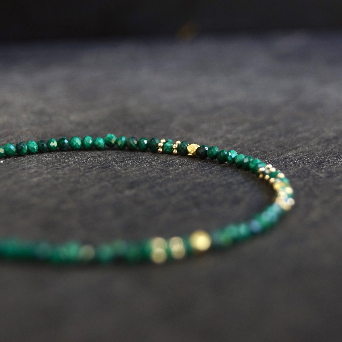 14K Solid Gold: Malachite Bracelet| 2.5mm| Green Malachite| Fine Jewelry