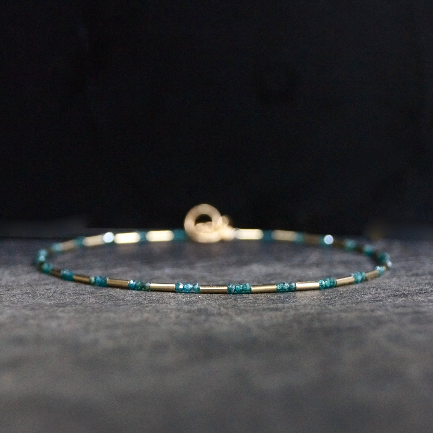 14K Solid Gold: Blue Diamond Bracelet| 1 mm | Diamond Bead| Real Natural Genuine| Dainty Delicate Fine Jewelry| Real Genuine Diamond