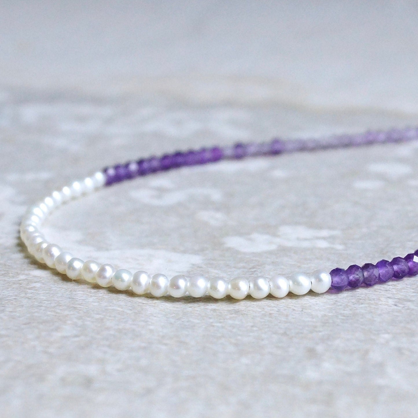 14K Solid Gold: Amethyst Bead Necklace| 2.5mm| Purple Amethyst| Crown Chakra| February Birthstone| Graduation Gift| Fine Jewelry