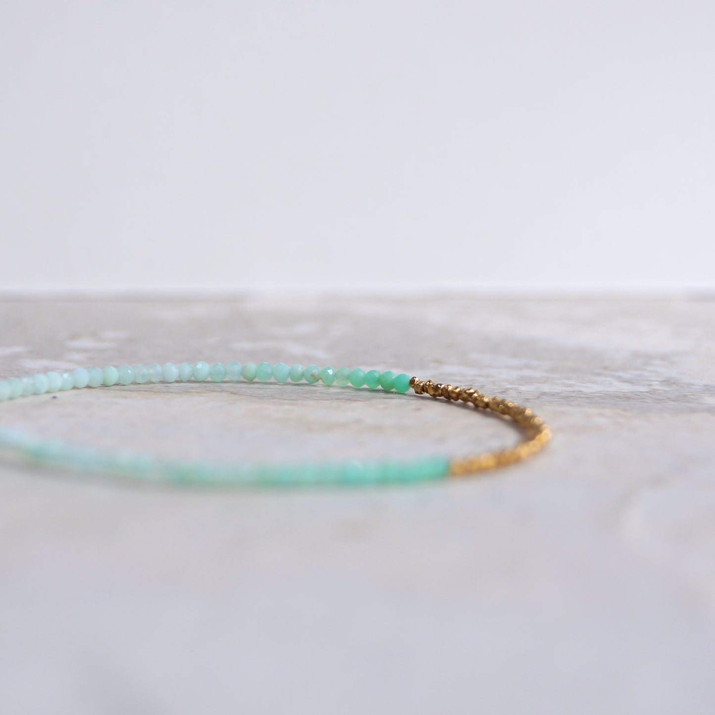 14K Solid Gold & 24K Vermeil : Ombre Chrysoprase Bracelet | 2mm | Apple Green | Boho| Delicate Bracelet | Fine Jewelry | Hill Tribe