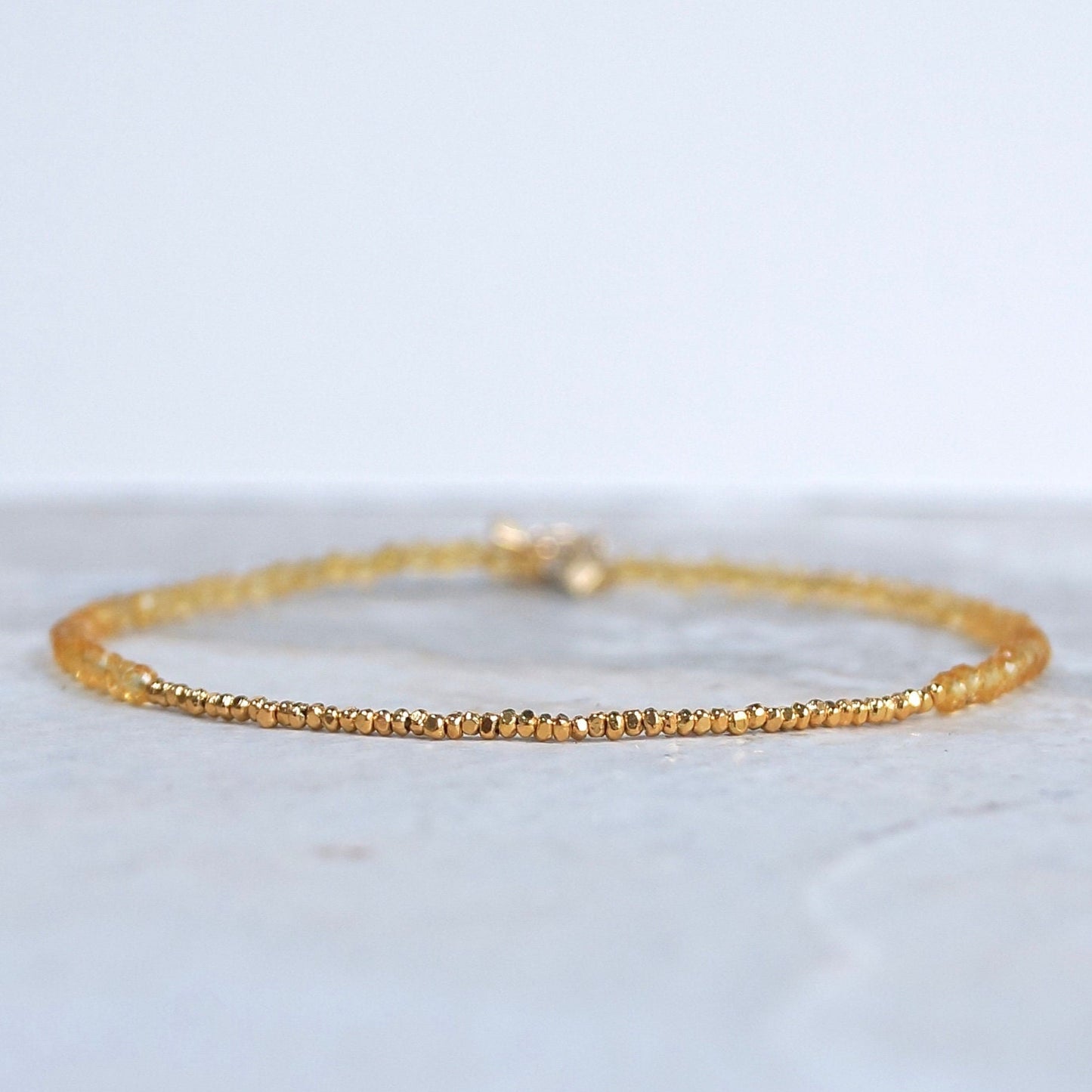 14K & 24K Vermeil:Citrine Bracelet | 2.5 mm | Spiritual Bracelet | Yellow Citrine Bead | Healing Stone | Fine Jewelry