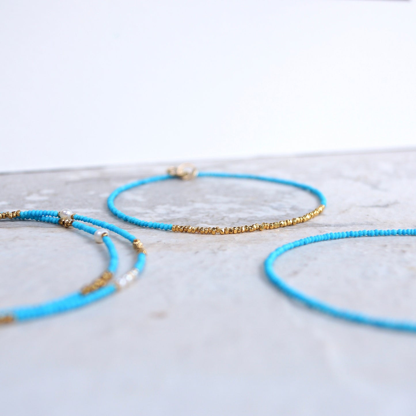 14K & 24K Vermeil:Tiny Turquoise Bracelet | 1.5 mm | December Birthstone | Baby Blue | Dainty | Skinny Bracelet