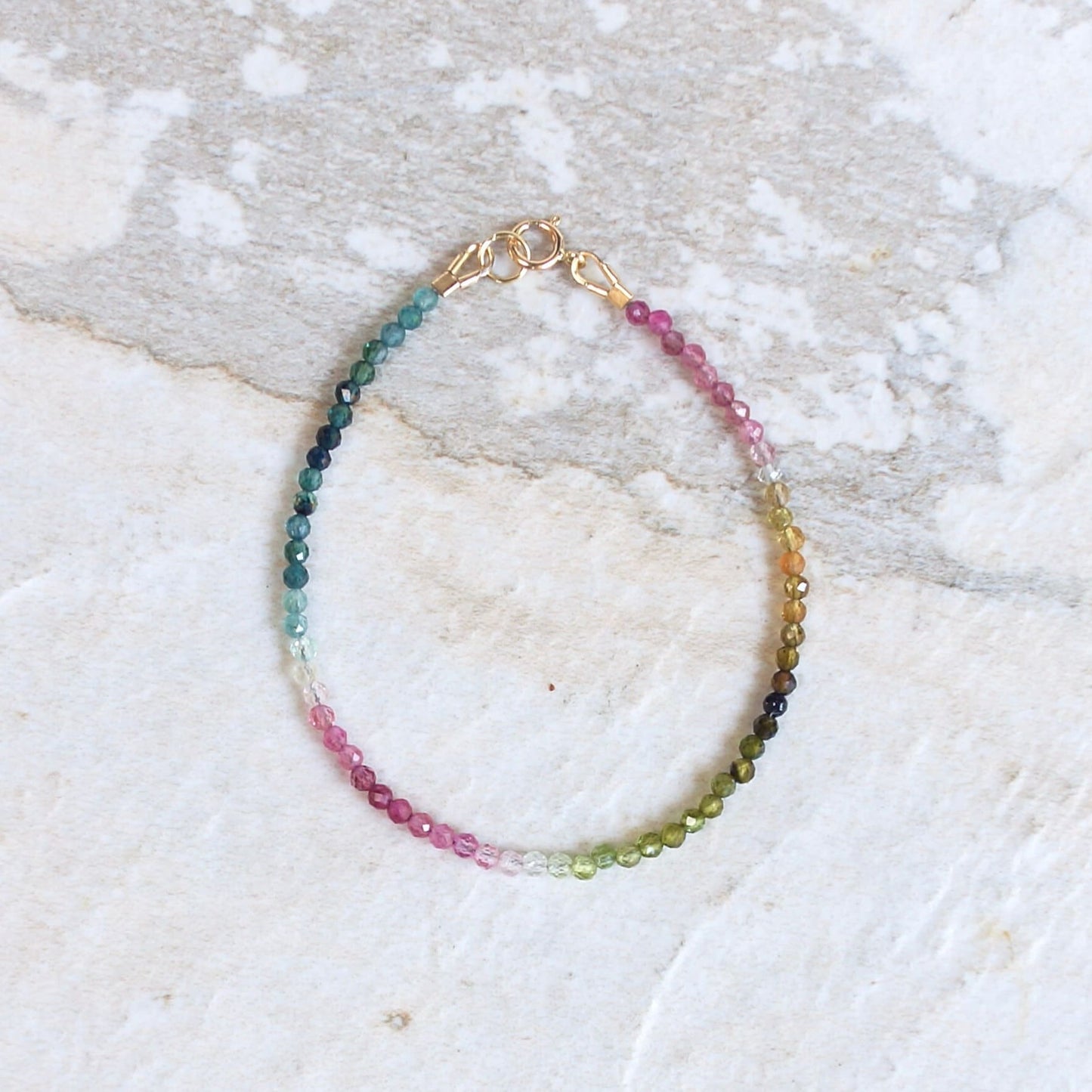 14K Solid Gold: Tourmaline Bracelet | 2.5mm | Pink Tourmaline | Watermelon| Multi Color| Ombre Tourmaline| Fine Jewelry