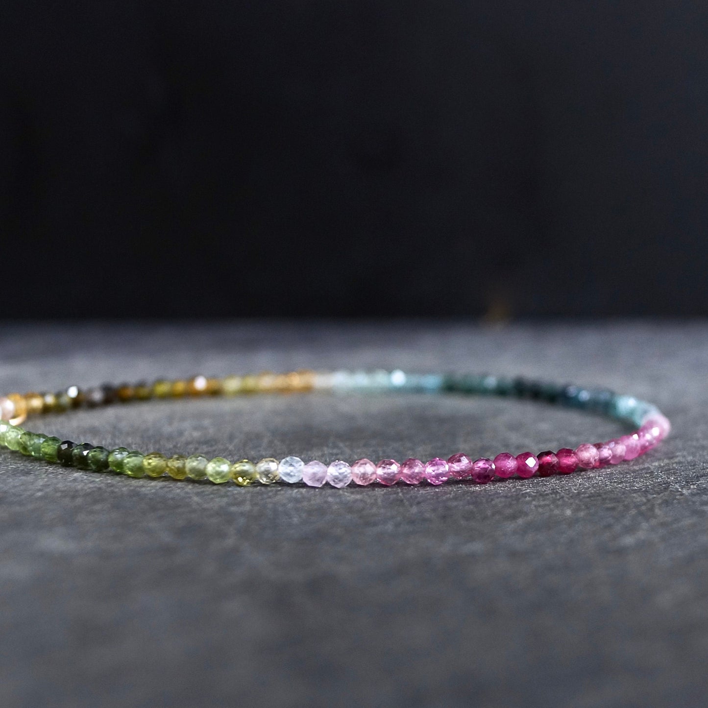 14K Solid Gold: Watermelon Tourmaline Beaded Bracelet | 2.5 mm | Pink Tourmaline | Layered Gemstone Bracelet | Fine Jewelry | Chakra