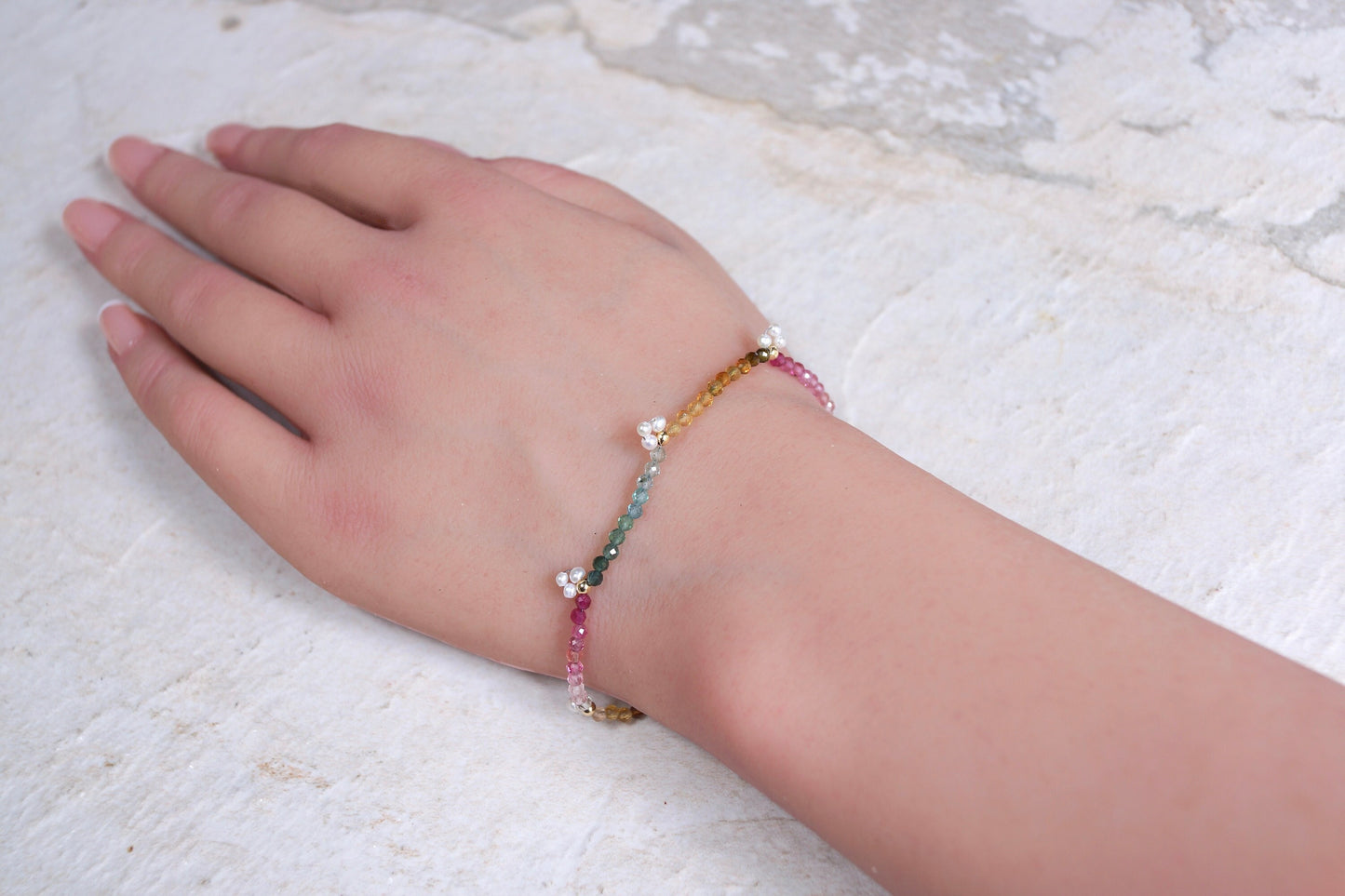 14K Solid Gold: Tourmaline Bracelet | 2.5mm | Pink Tourmaline | Watermelon| Multi Color| Ombre Tourmaline| Fine Jewelry