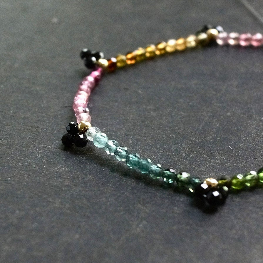 14K Solid Gold: Tourmaline Bracelet | 2.5mm | Black Tourmaline | Watermelon| Multi Color| Ombre Tourmaline| Fine Jewelry