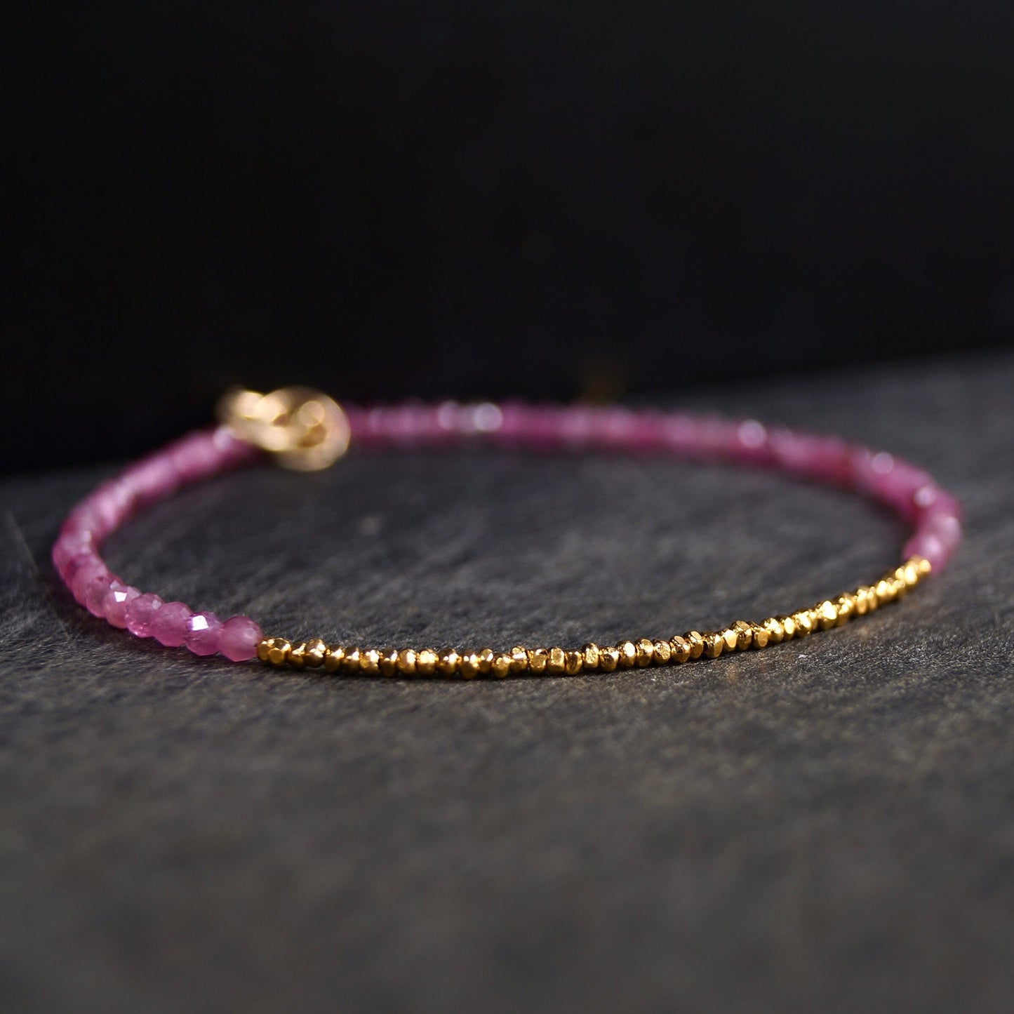 14K & 24K Vermeil:Pink Tourmaline Bracelet | 2.5 mm | Spiritual Jewelry | Healing Crystal | Fine Jewelry