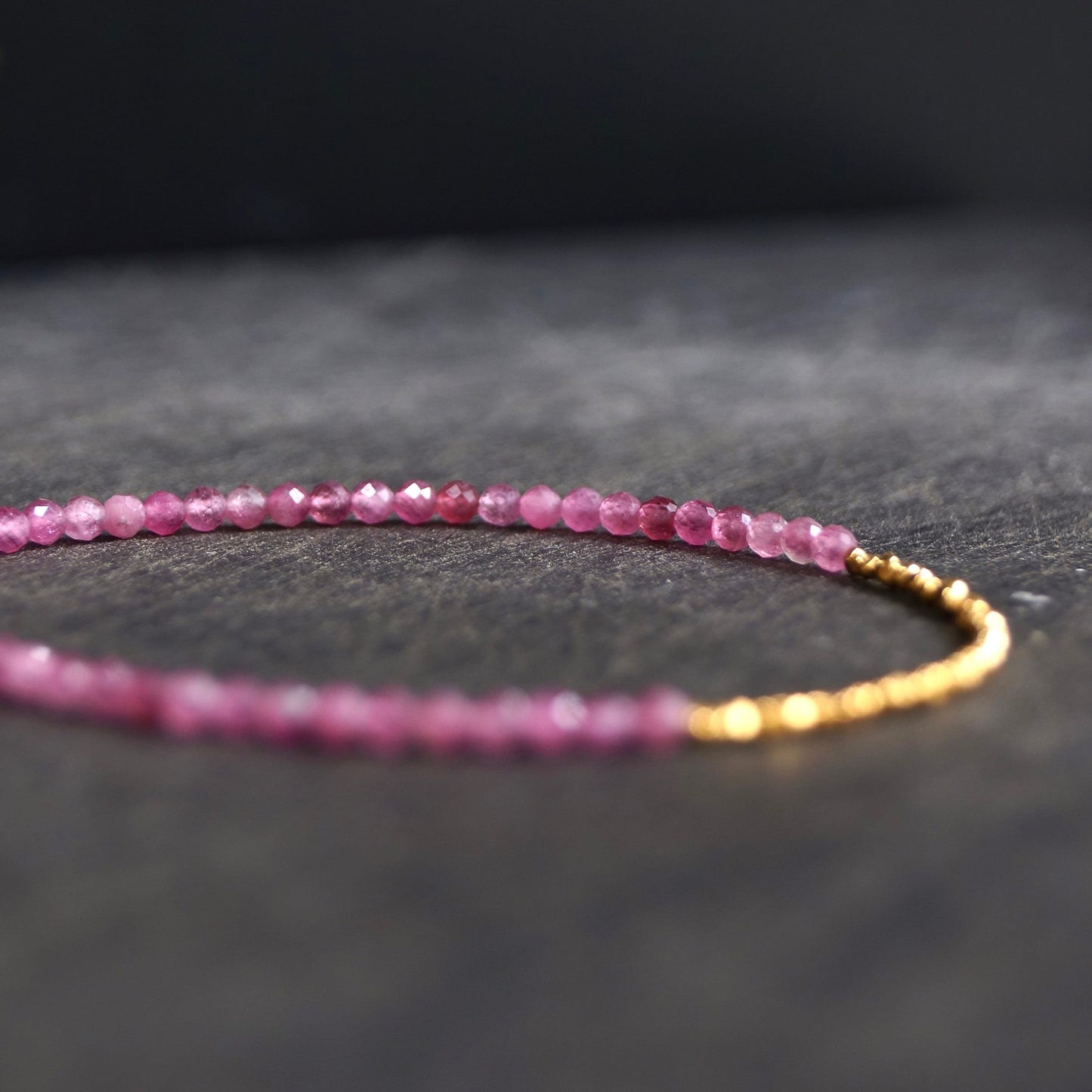 14K & 24K Vermeil:Pink Tourmaline Bracelet | 2.5 mm | Spiritual Jewelry | Healing Crystal | Fine Jewelry