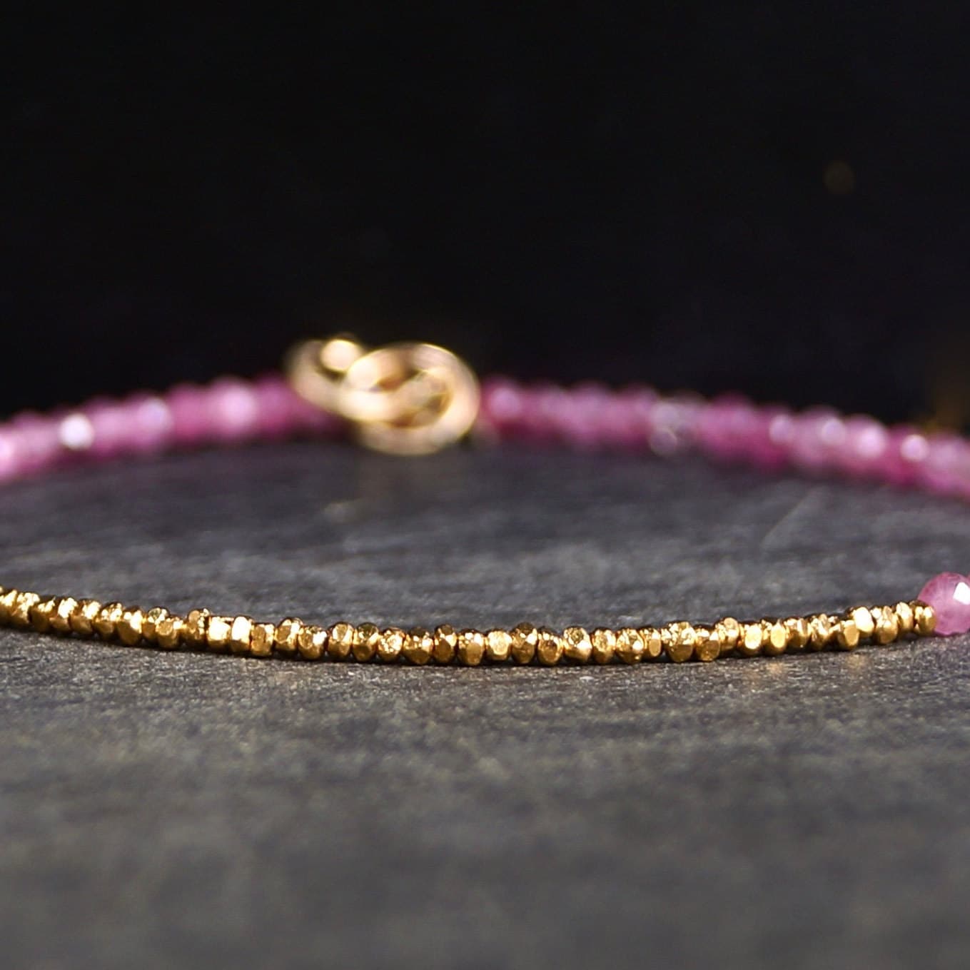 14K & 24K Vermeil:Pink Tourmaline Bracelet | 2.5 mm | Spiritual Jewelry | Healing Crystal | Fine Jewelry