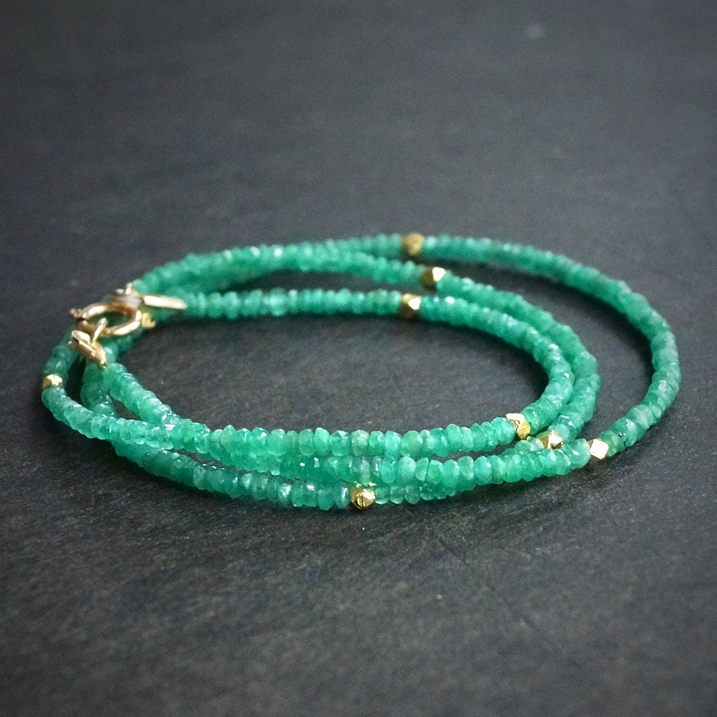 14K Solid Gold: Emerald Necklace| 2.5mm| Colombian Emerald| Natural| Fine Jewelry| May Birthstone