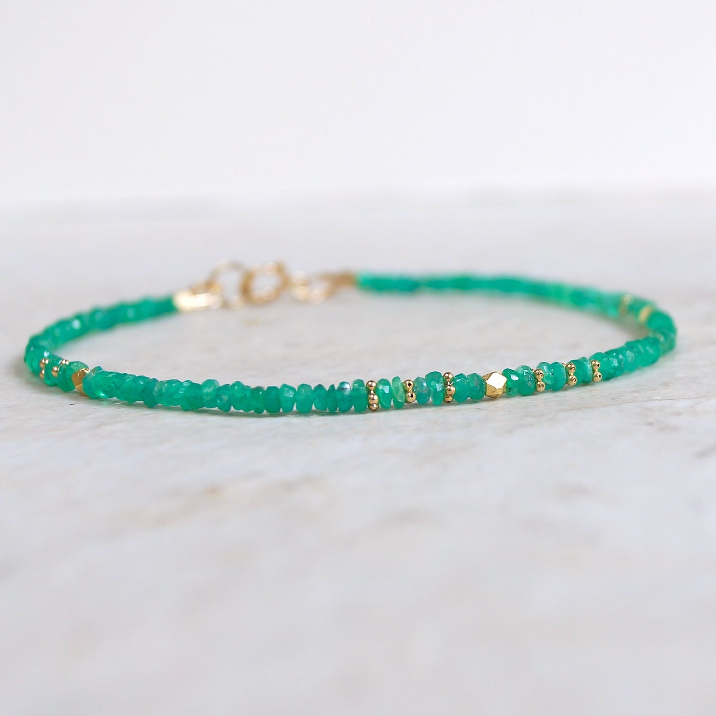 14K Solid Gold: Colombian Emerald Bracelet | 2-2.5mm| May Birthstone| Genuine Natural Emerald| Fine Jewelry| Delicate Skinny Emera