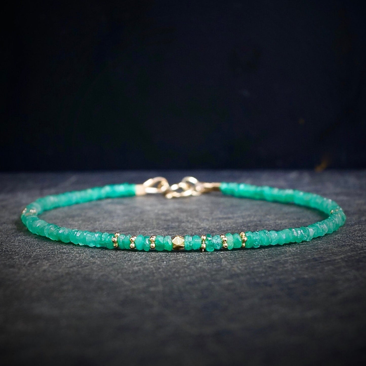 14K Solid Gold: Colombian Emerald Bracelet | 2-2.5mm| May Birthstone| Genuine Natural Emerald| Fine Jewelry| Delicate Skinny Emera