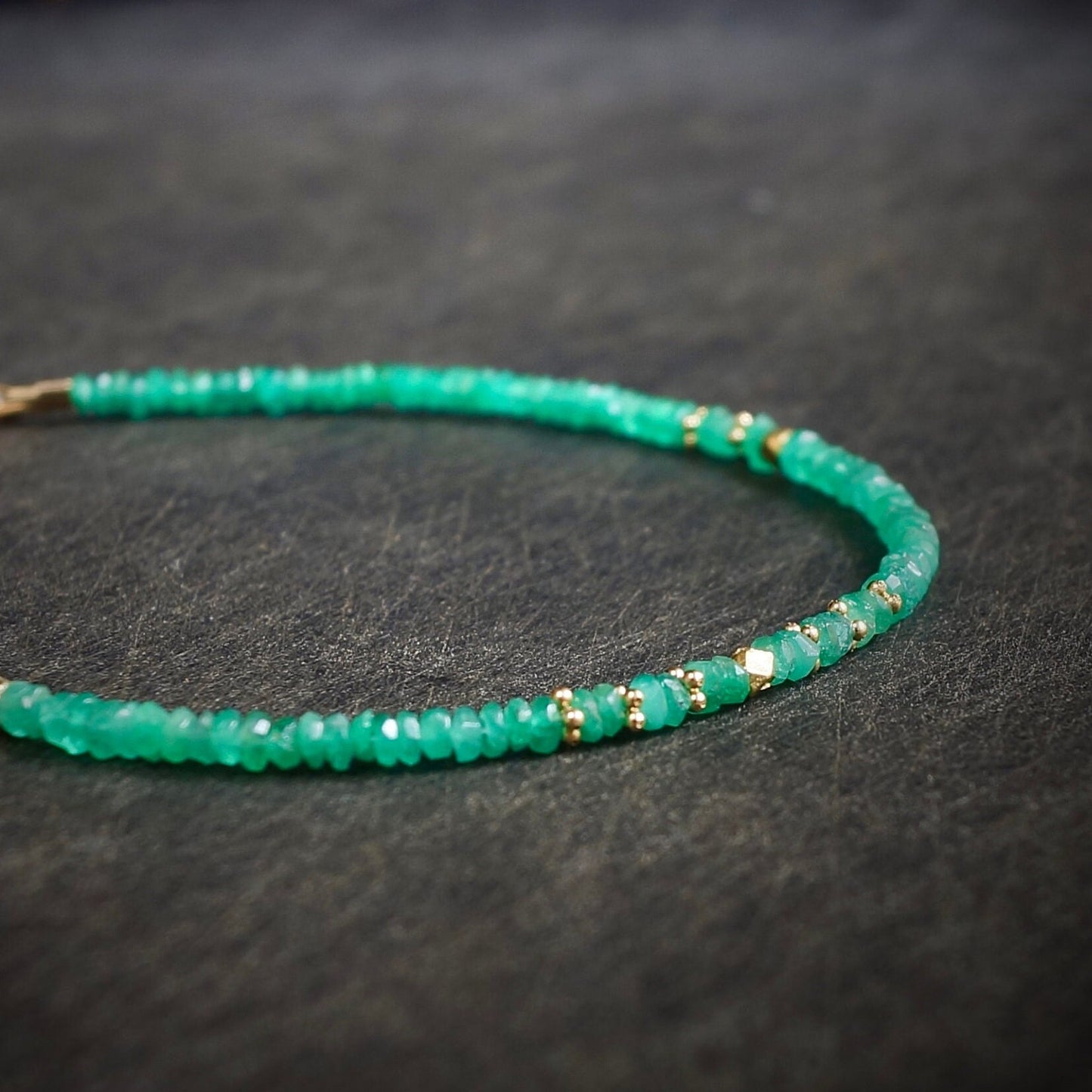 14K Solid Gold: Colombian Emerald Bracelet | 2-2.5mm| May Birthstone| Genuine Natural Emerald| Fine Jewelry| Delicate Skinny Emera