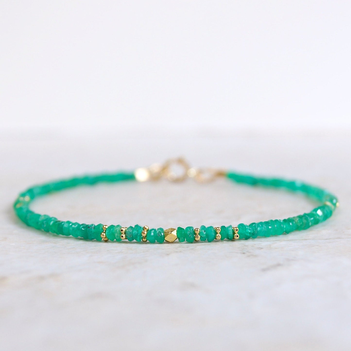 14K Solid Gold: Colombian Emerald Bracelet | 2-2.5mm| May Birthstone| Genuine Natural Emerald| Fine Jewelry| Delicate Skinny Emera