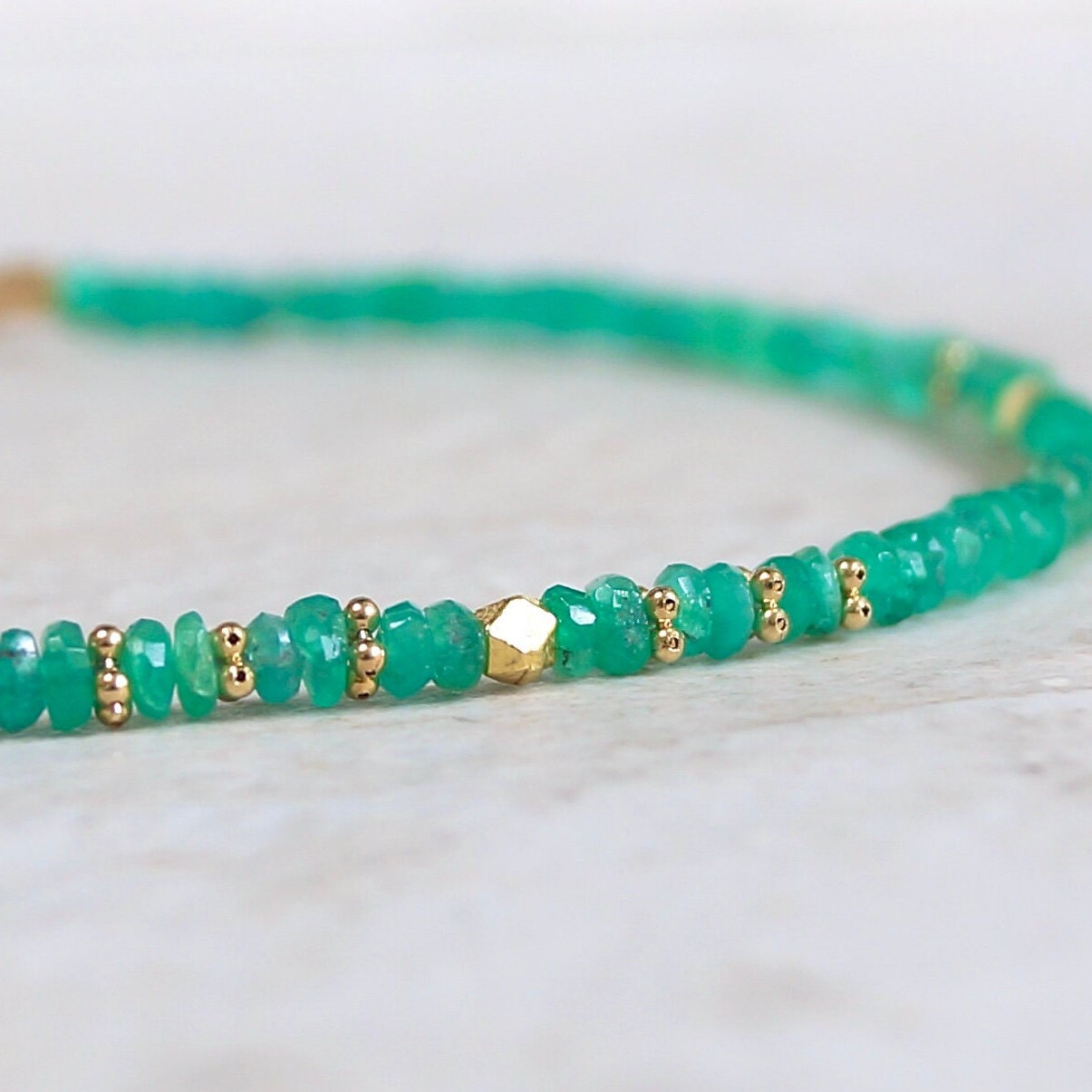 14K Solid Gold: Colombian Emerald Bracelet | 2-2.5mm| May Birthstone| Genuine Natural Emerald| Fine Jewelry| Delicate Skinny Emera