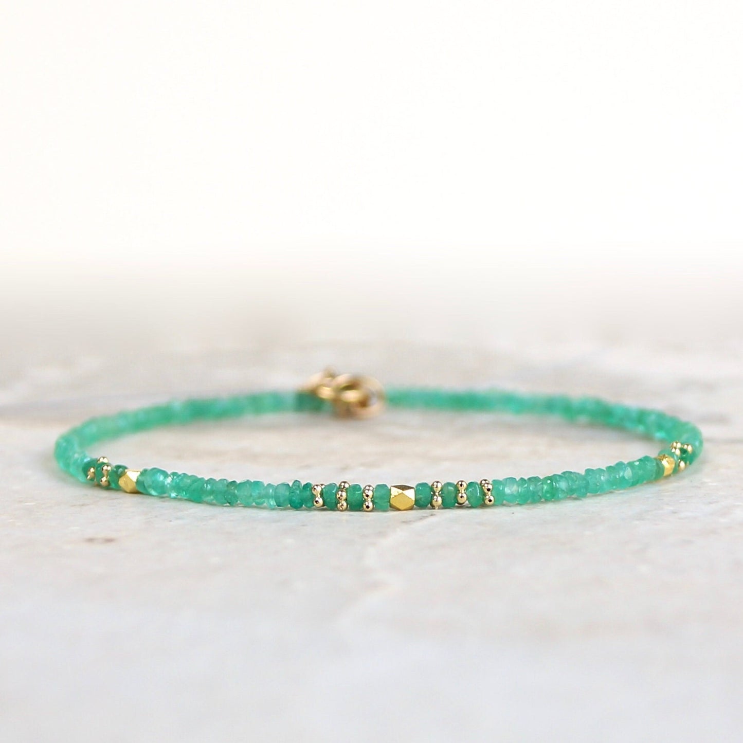 14K Solid Gold: Colombian Emerald Bracelet | 2-2.5mm| May Birthstone| Genuine Natural Emerald| Fine Jewelry| Delicate Skinny Emera