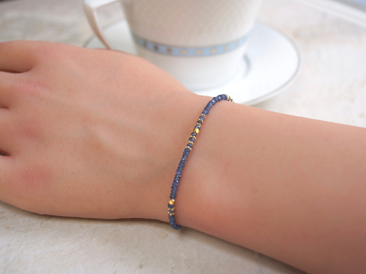 14K Solid Gold: Blue Sapphire Bracelet | 2-2.5mm| Genuine Natural Sapphire| Fine Jewelry