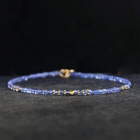 14K Solid Gold: Tanzanite Bracelet | 2-2.5mm| Genuine Natural Tanzanite| Violet Purple| Fine Jewelry