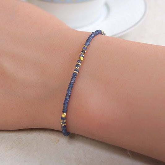 14K Solid Gold: Blue Sapphire Bracelet | 2-2.5mm| Genuine Natural Sapphire| Fine Jewelry