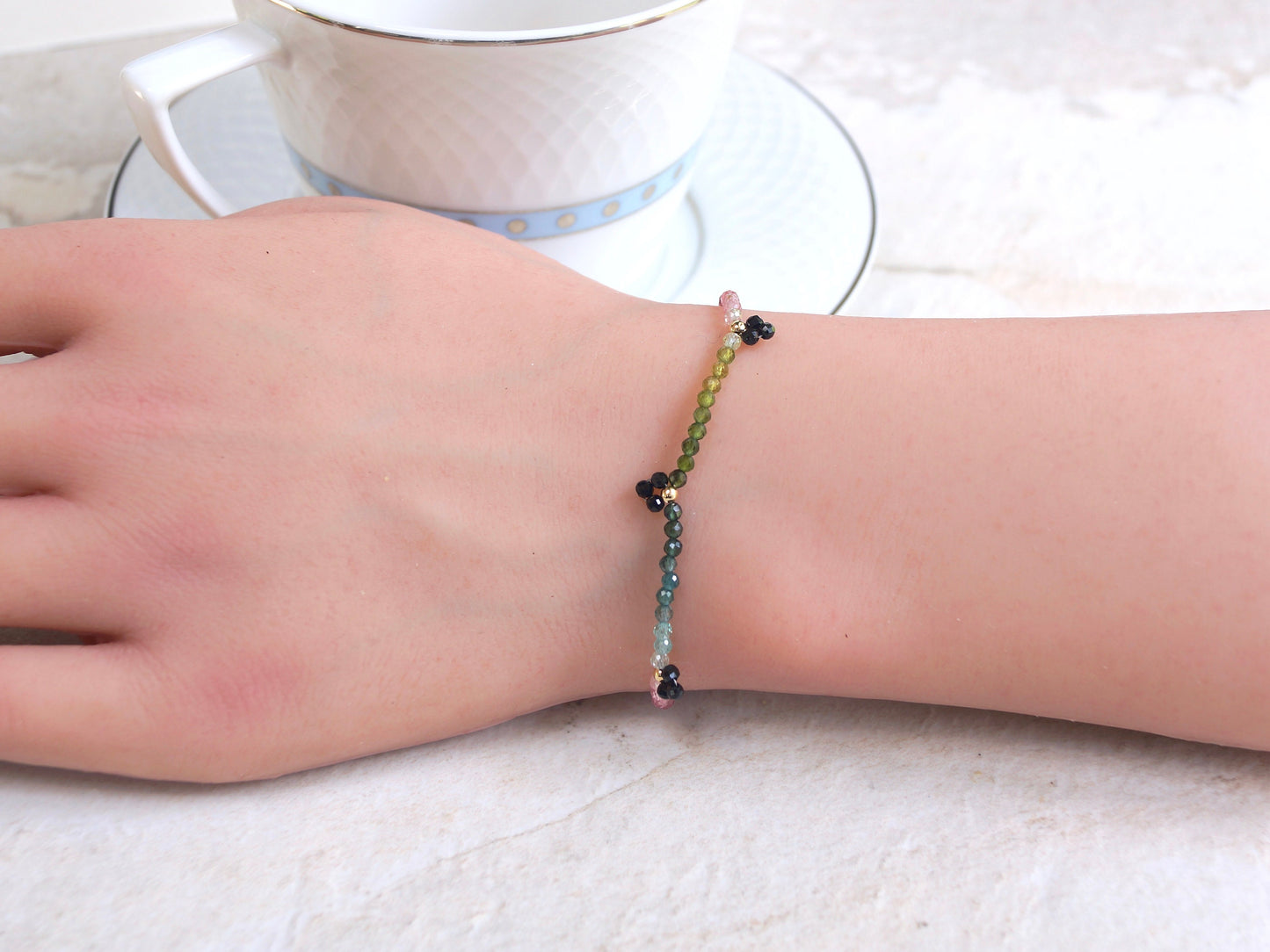 14K Solid Gold: Tourmaline Bracelet | 2.5mm | Black Tourmaline | Watermelon| Multi Color| Ombre Tourmaline| Fine Jewelry