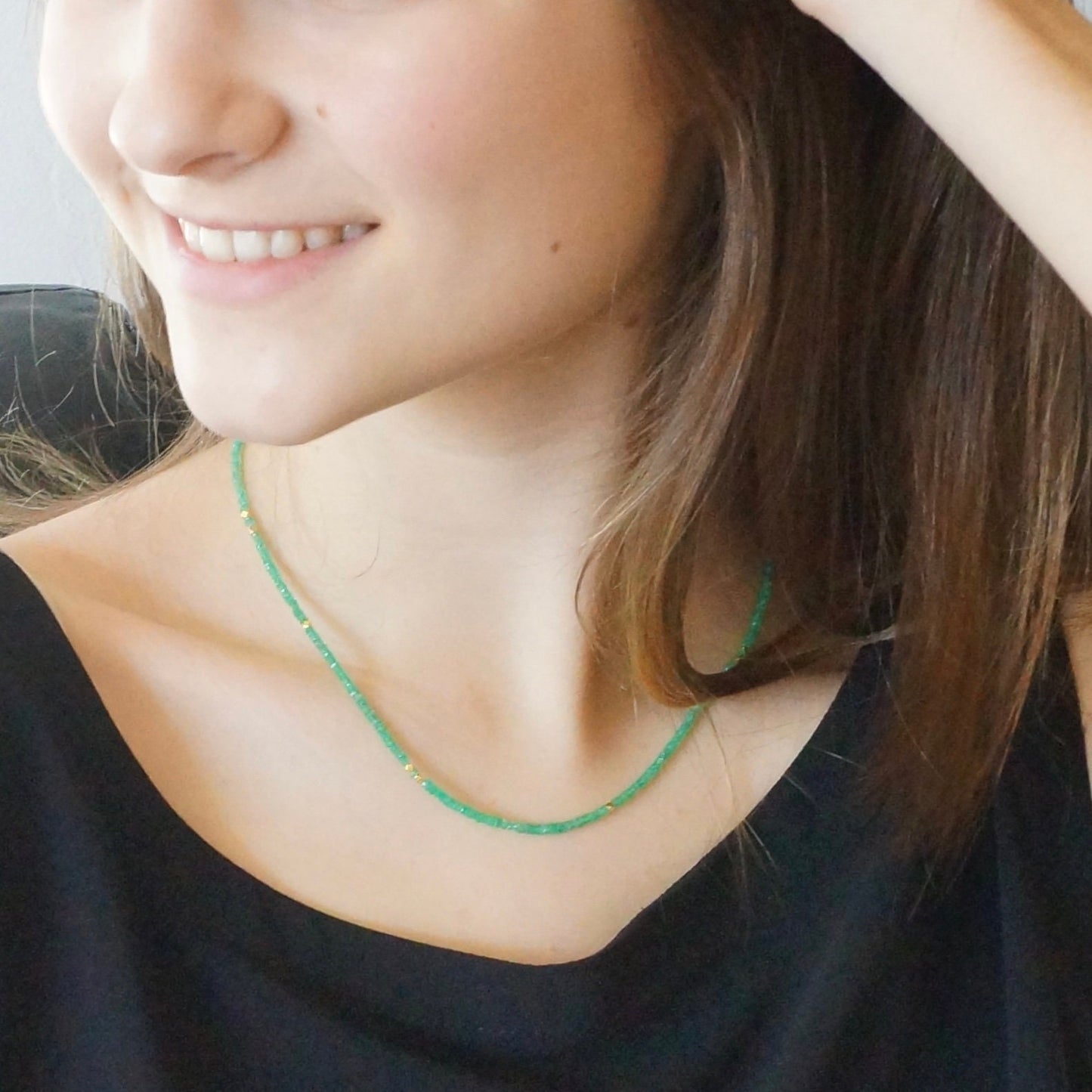 14K Solid Gold: Emerald Necklace| 2.5mm| Colombian Emerald| Natural| Fine Jewelry| May Birthstone