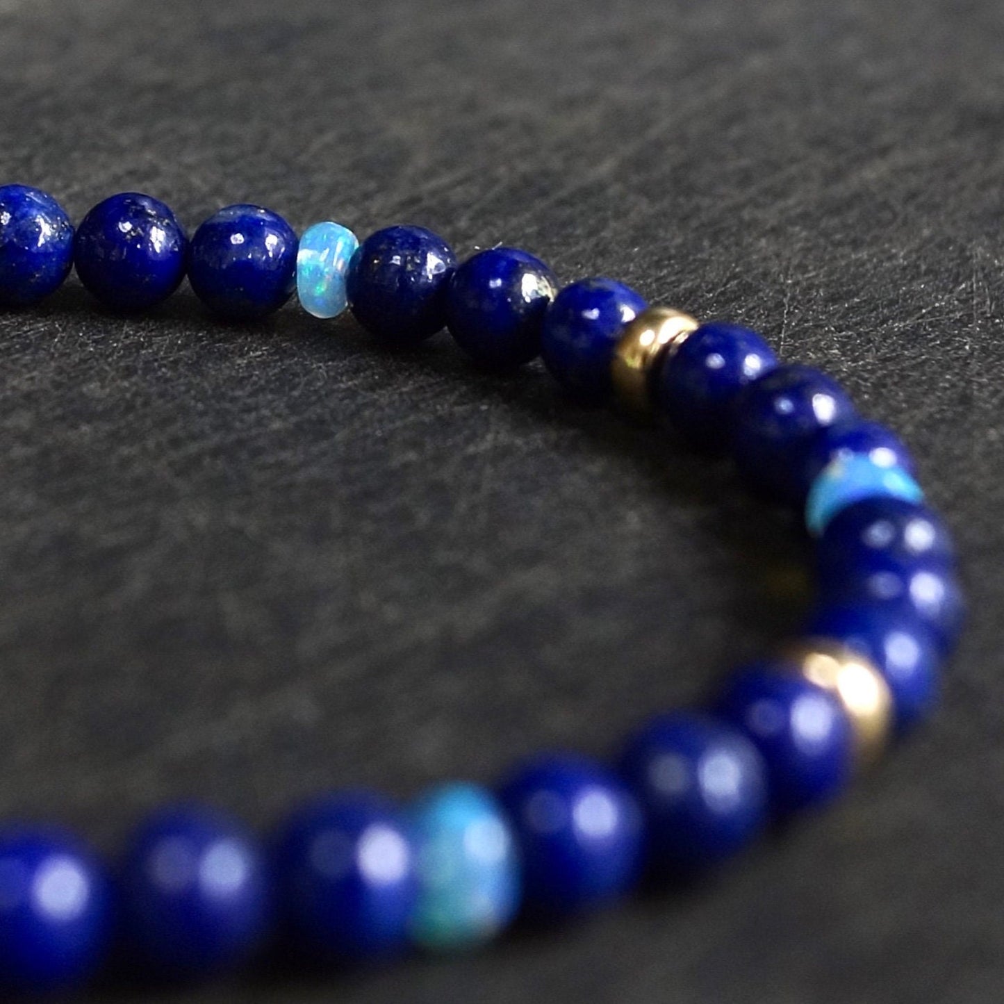 14K: Lapis Lazuli Mens Bracelet | 4mm | Blue Opal | Fine Jewelry