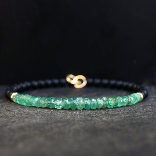 14K: Emerald Mens Bracelet | 4-5 mm | Green | Fine Jewelry