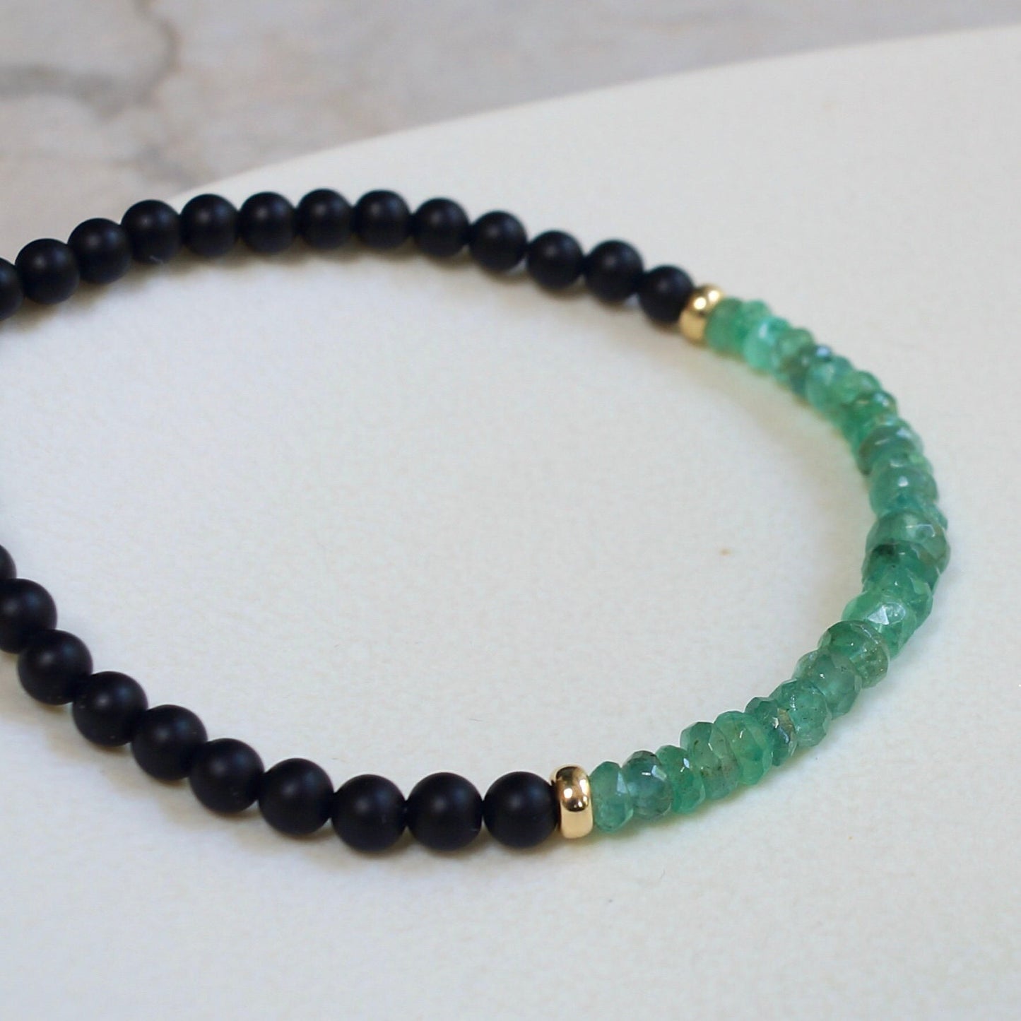 14K: Emerald Mens Bracelet | 4-5 mm | Green | Fine Jewelry