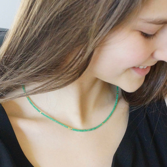 14K Solid Gold: Emerald Necklace| 2.5mm| Colombian Emerald| Natural| Fine Jewelry| May Birthstone