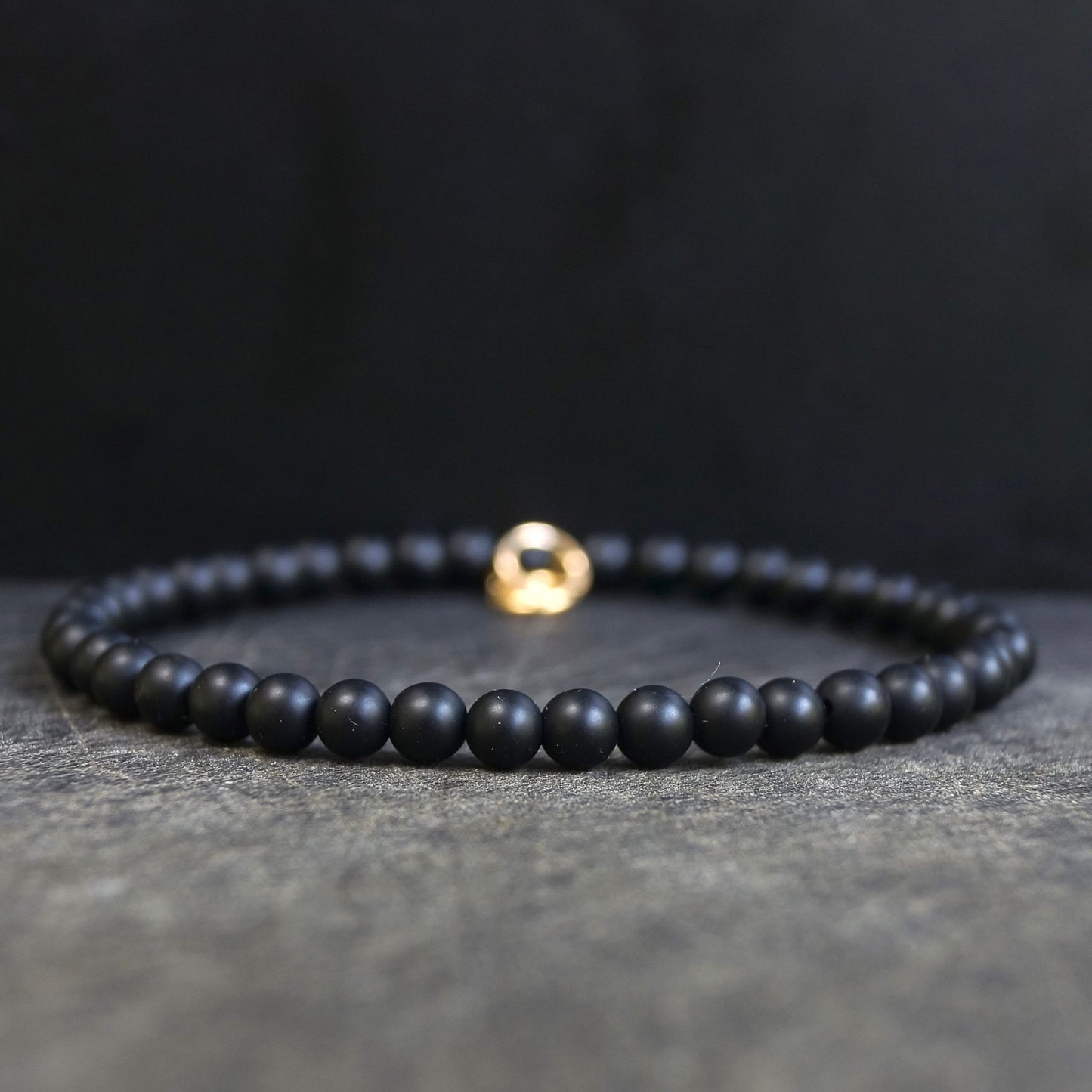 14K: Black Onyx Bracelet | 4mm | Spiritual Bracelet  | Fine Jewelry