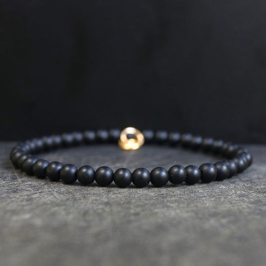 14K: Black Onyx Bracelet | 4mm | Spiritual Bracelet  | Fine Jewelry