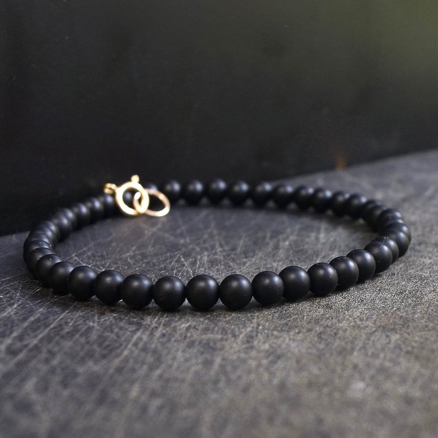 14K: Black Onyx Bracelet | 4mm | Spiritual Bracelet  | Fine Jewelry