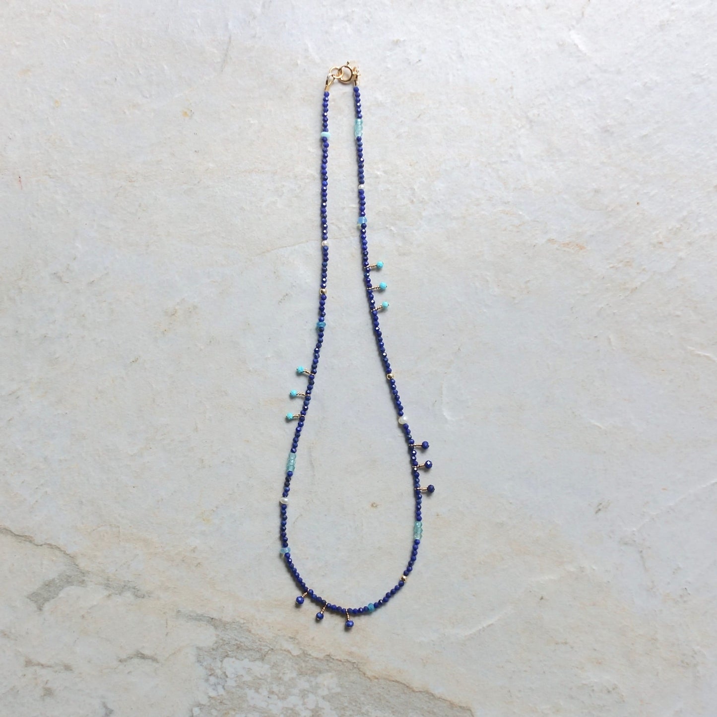 14k Solid Gold: Turquoise Necklace | Lapis Lazuli Necklace | Fine Jewelry | Little Charms