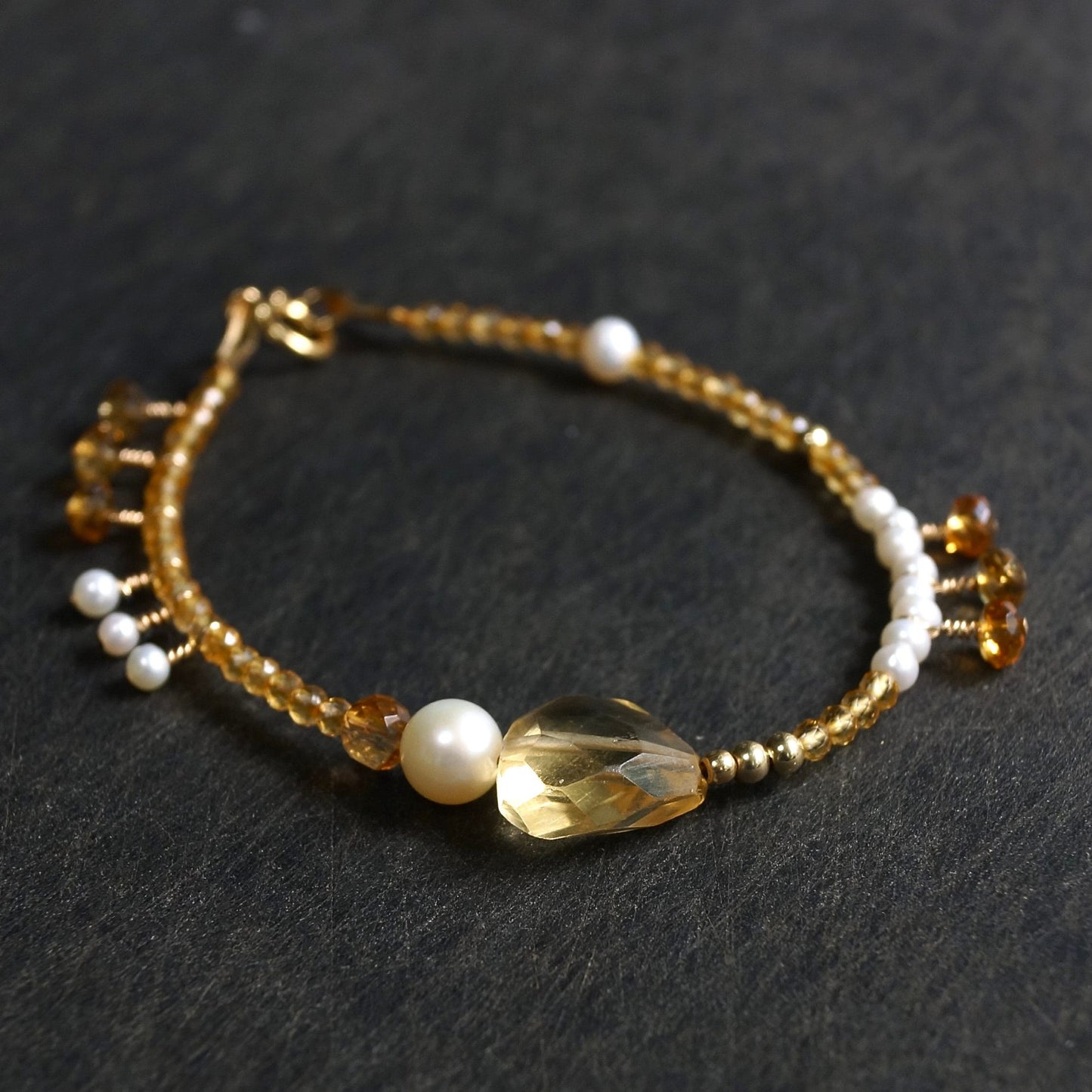 14K Solid Gold: Citrine Bracelet| Yellow | Fine Jewelry