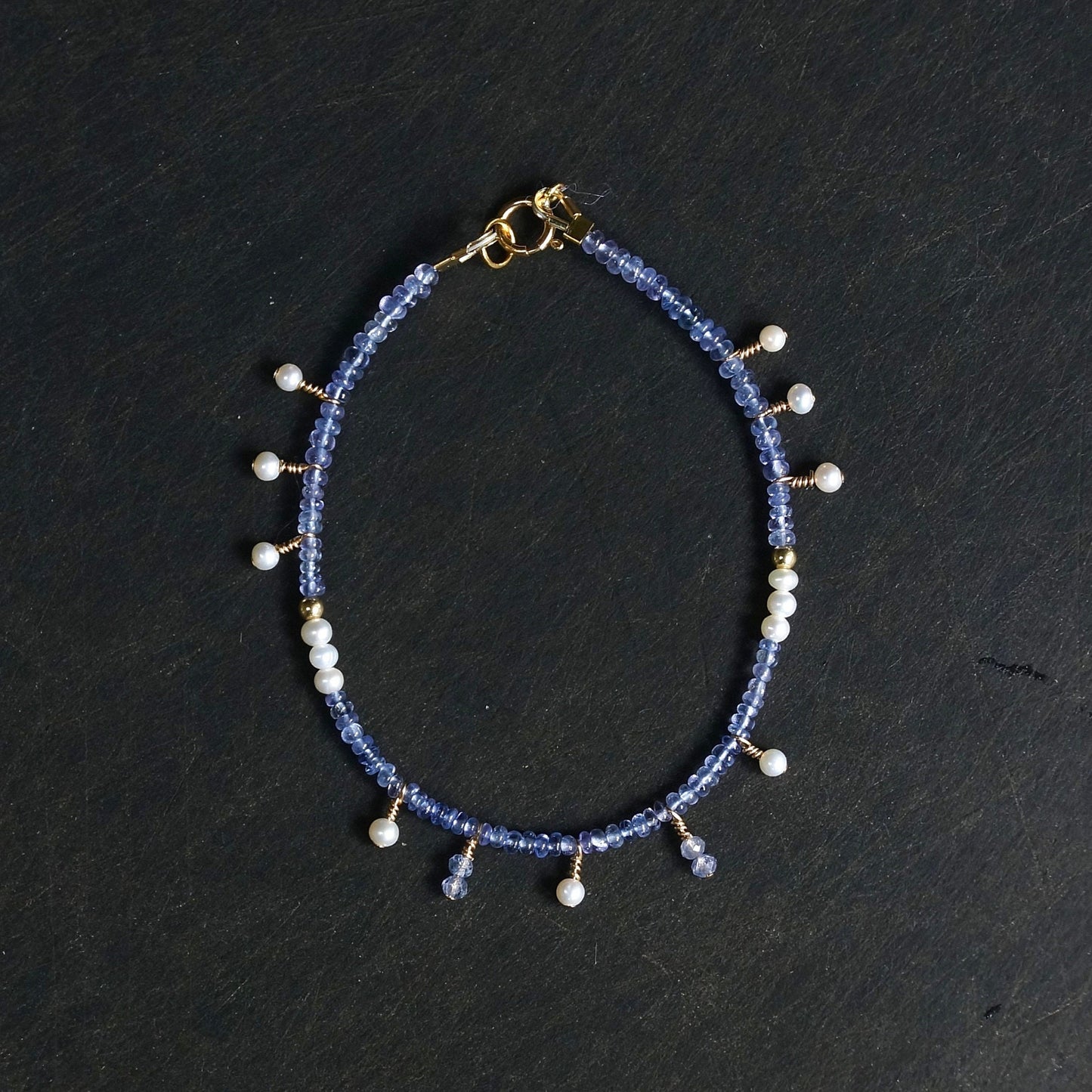 14K Solid Gold: Tanzanite Bracelet| Charm Bracelet | Fine Jewelry