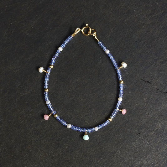 14K Solid Gold: Tanzanite Bracelet| Charm Bracelet