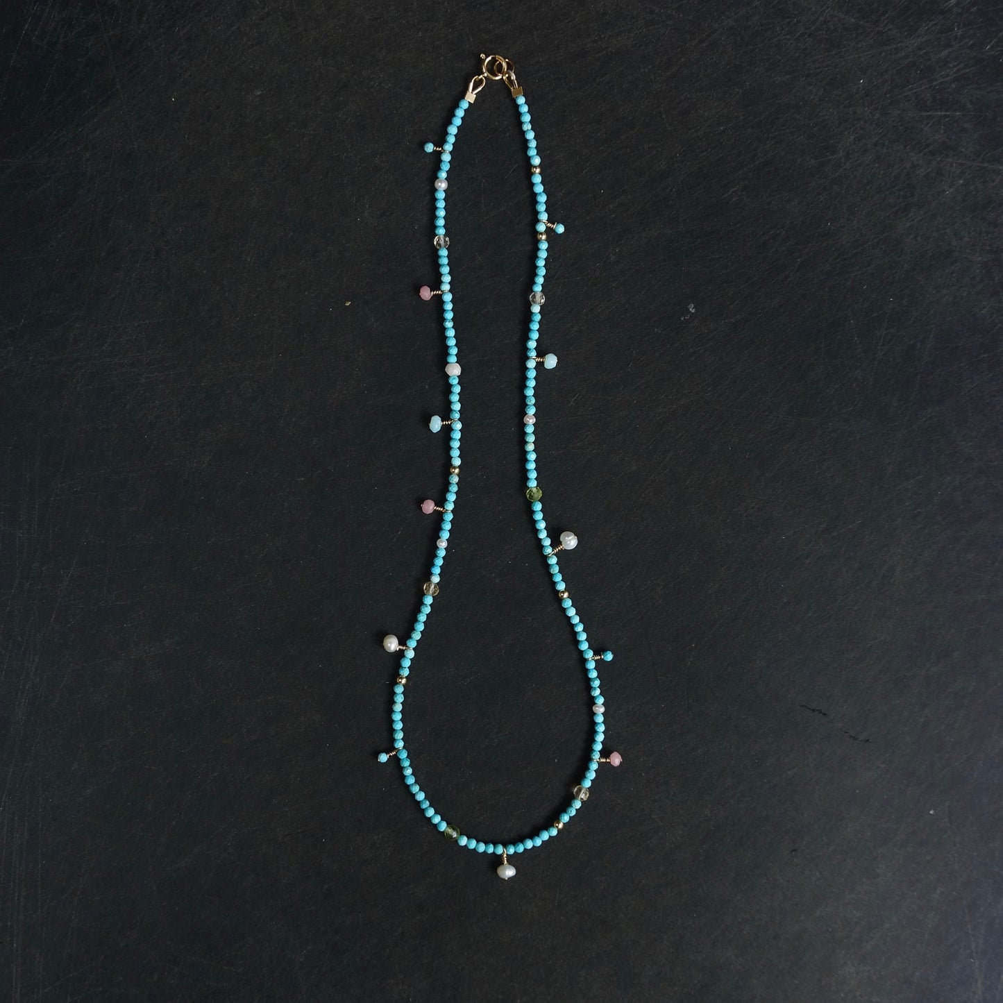 14k Solid Gold: Turquoise Necklace| 2.5mm | Fine Jewelry