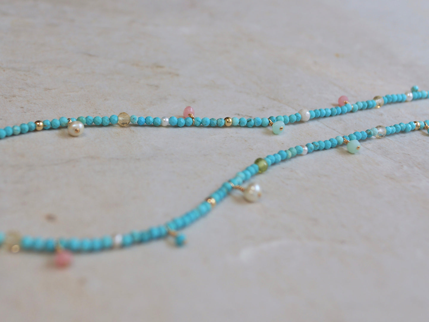 14k Solid Gold: Turquoise Necklace| 2.5mm | Fine Jewelry