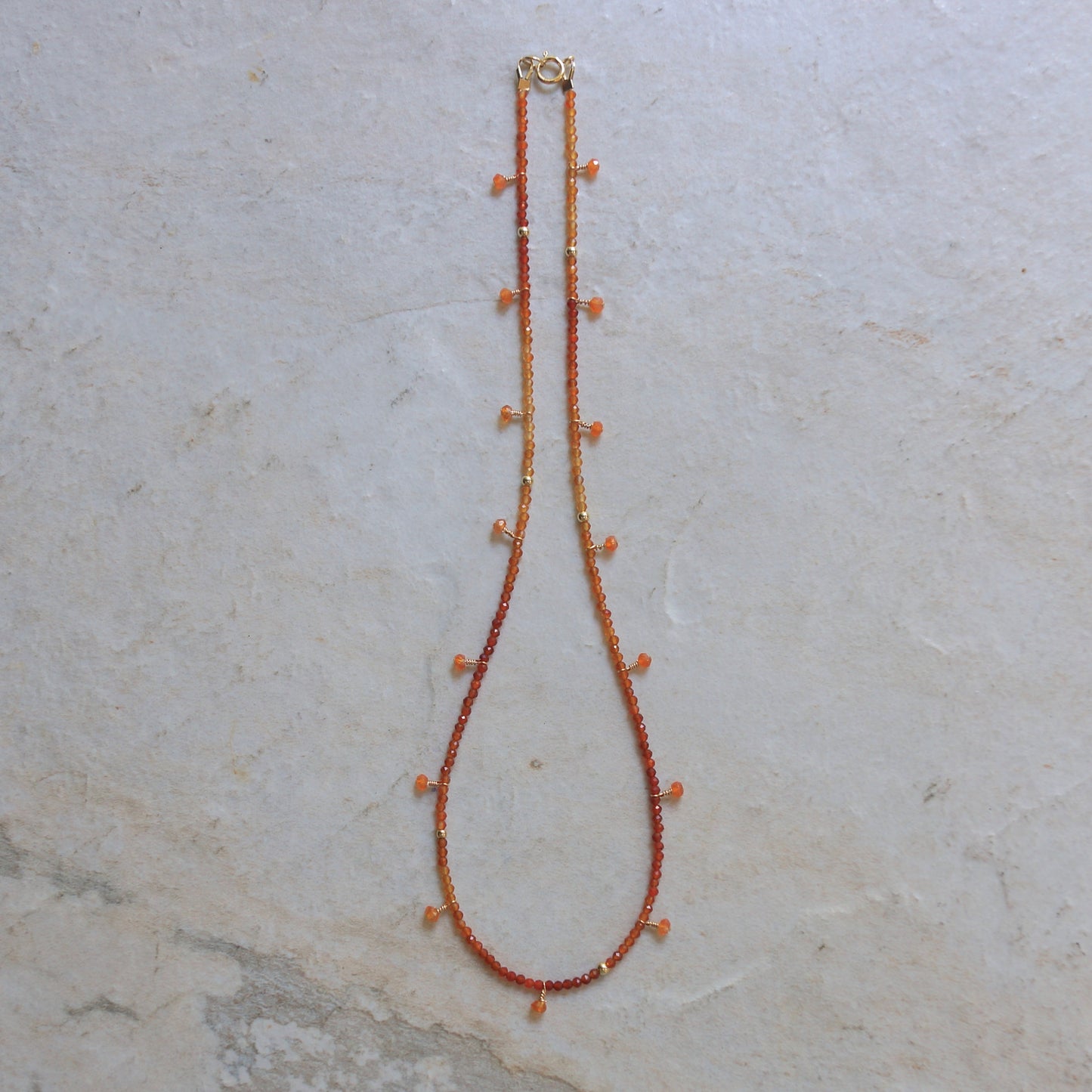 14k Solid Gold: Carnelian Cham Necklace| 2mm | Fine Jewelry