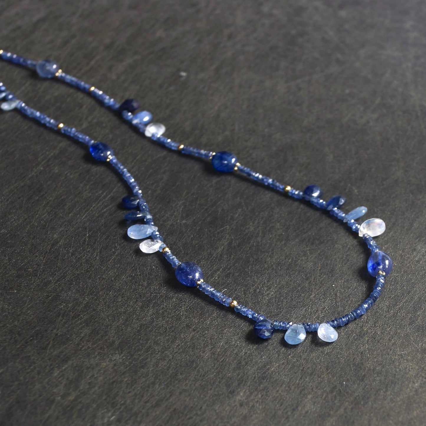 14k Solid Gold: Blue Sapphire Necklace| 2 mm |  Fine Jewelry