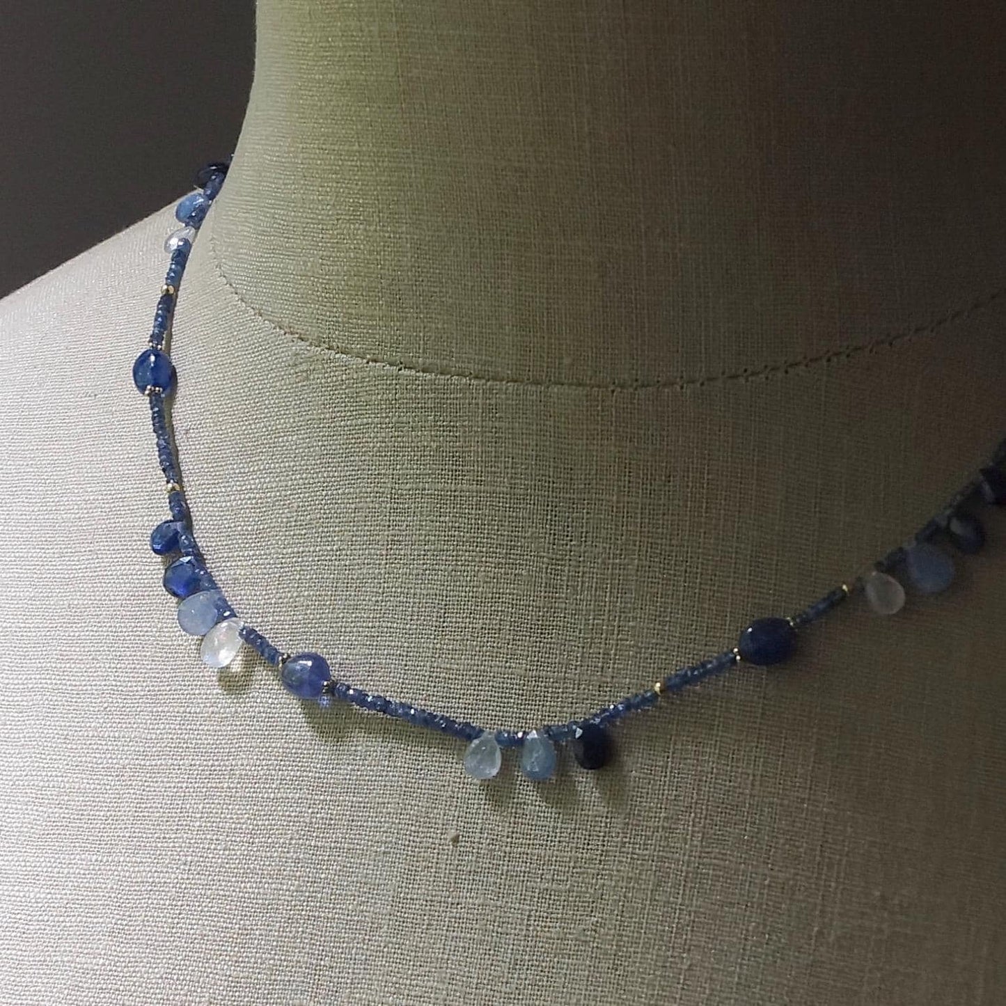 14k Solid Gold: Blue Sapphire Necklace| 2 mm |  Fine Jewelry