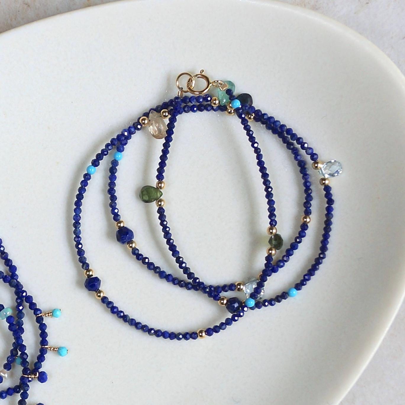 14k Solid Gold: Lapis Lazuli Necklace | Fine Jewelry | Little Charms