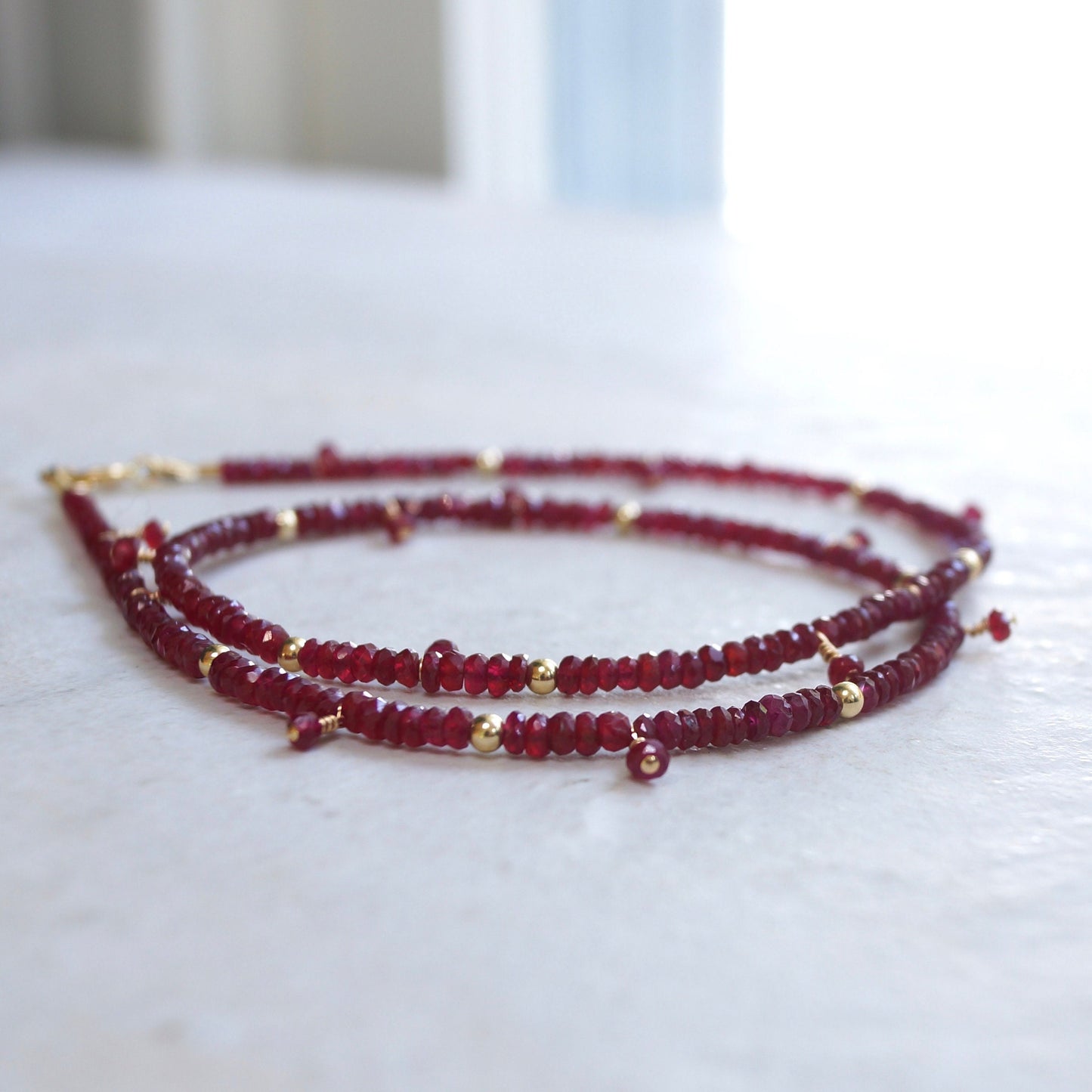 14K: Ruby Necklace | July Birthstone | Fine Jewelry | 2.5mm