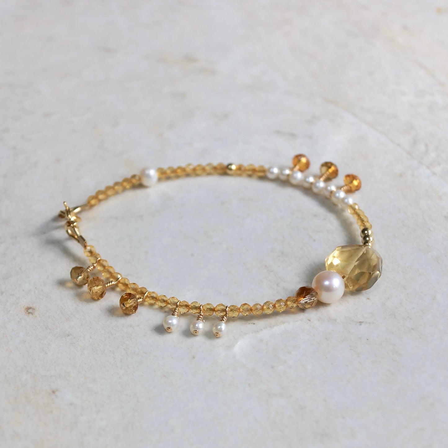 14K Solid Gold: Citrine Bracelet| Yellow | Fine Jewelry