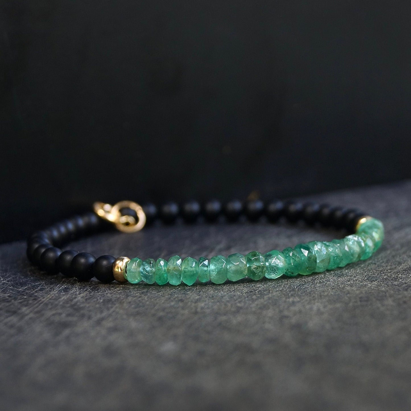 14K: Emerald Mens Bracelet | 4-5 mm | Green | Fine Jewelry